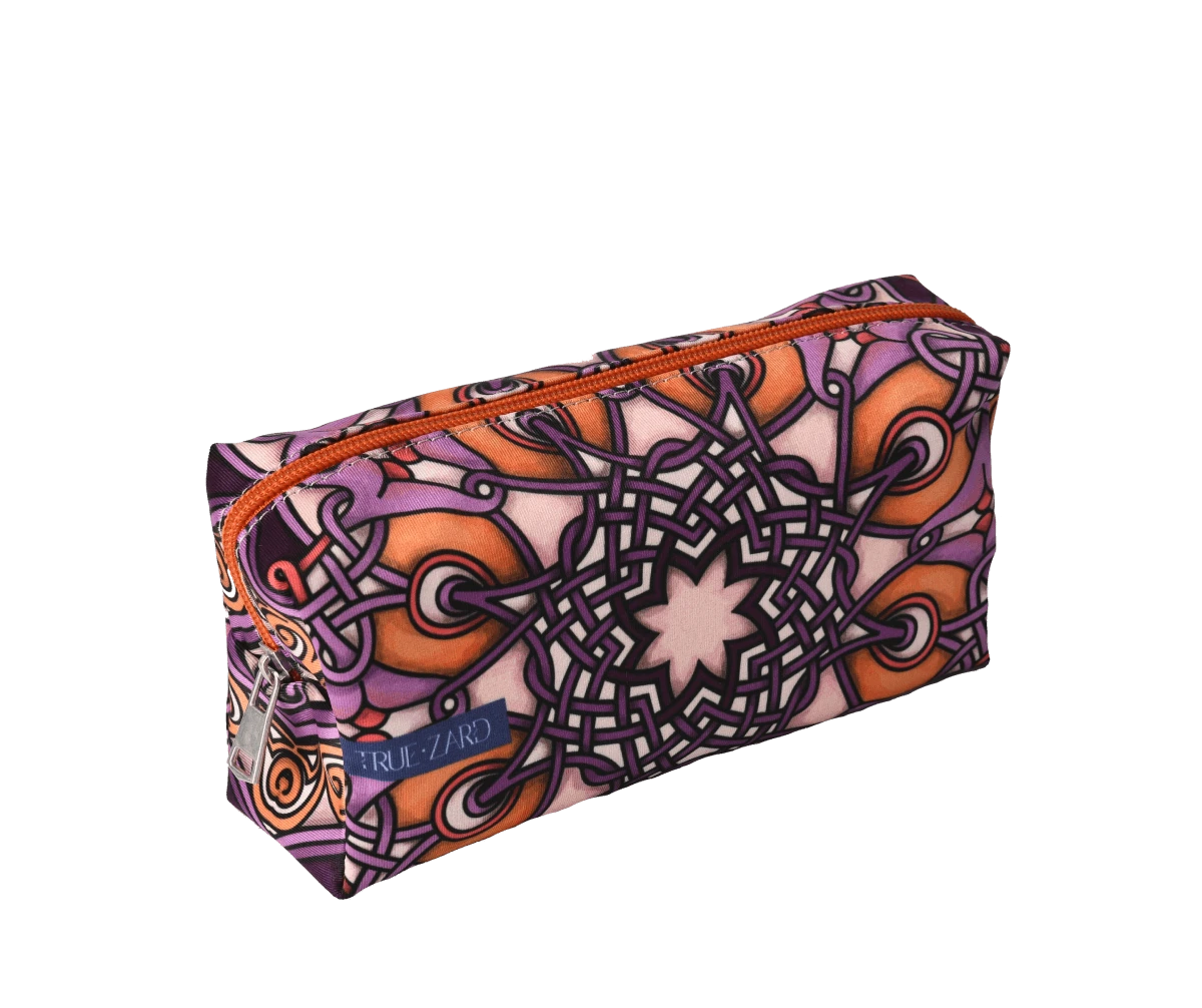 Զարդանախշ մանուշակագույն մեծ կոսմետիկ  պայուսակ